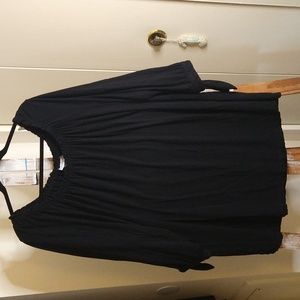 Catherines Black Peasant Top Sz 2x